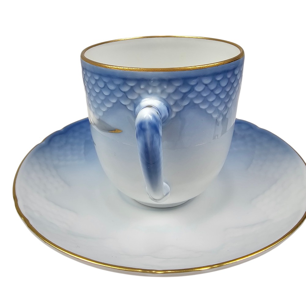 Bing & Grondahl Seagull‎ Teacup Saucer Set Gold Trim Danbury Mint 3309/460 Blue - Picture 3 of 9